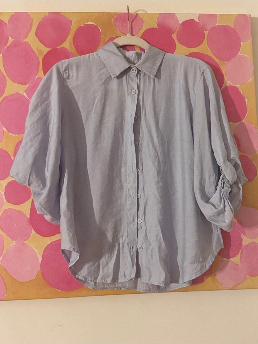 🩵 monologue Light Blue Button-Up Shirt with Rolled Back Sleeves